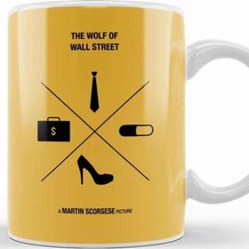 Baskı Dükkanı Wolf Of Wall Street Icons Movie Silhouette Beyaz Porselen Kupa Bardak