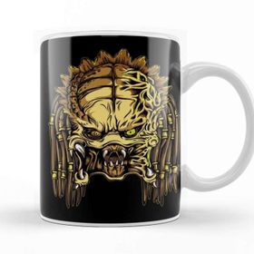 Baskı Dükkanı Wolf Predator Caricature Xenomorph Beyaz Porselen Kupa Bardak