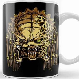 Baskı Dükkanı Wolf Predator Caricature Xenomorph Beyaz Porselen Kupa Bardak