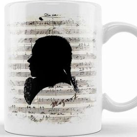 Baskı Dükkanı Wolfgang Amadeus Mozart Piyano Müzik Notaları Porselen Kupa