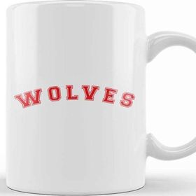 Baskı Dükkanı Wolves Baseball Style Font Beyaz Porselen Kupa Bardak