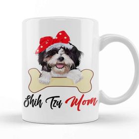 Baskı Dükkanı Womens Shih Tzu Mom Dog Owner Mothers Day Gift 01 Beyaz Porselen Kupa Bardak