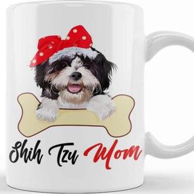 Baskı Dükkanı Womens Shih Tzu Mom Dog Owner Mothers Day Gift 01 Beyaz Porselen Kupa Bardak