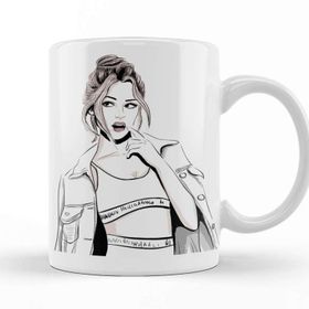 Baskı Dükkanı Wondered Girl Thinking Hm Beyaz Porselen Kupa Bardak