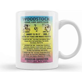 Baskı Dükkanı Woodstock 1969 Rainbow Poster Beyaz Porselen Kupa Bardak