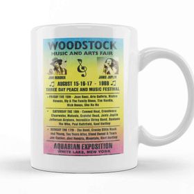 Baskı Dükkanı Woodstock 1969 Rainbow Poster Beyaz Porselen Kupa Bardak