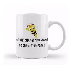 Baskı Dükkanı World Bee Day! Lover Gift Be The Change You Want To See In The World Beyaz Porselen Kupa Bardak