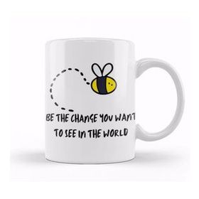Baskı Dükkanı World Bee Day! Lover Gift Be The Change You Want To See In The World Beyaz Porselen Kupa Bardak