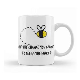 Baskı Dükkanı World Bee Day! Lover Gift Be The Change You Want To See In The World Beyaz Porselen Kupa Bardak