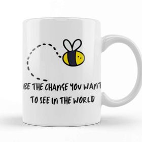 Baskı Dükkanı World Bee Day! Lover Gift Be The Change You Want To See In The World Beyaz Porselen Kupa Bardak