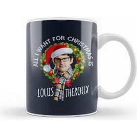 Baskı Dükkanı Wreath All I Want For Christmas Is Louis Theroux Beyaz Porselen Kupa Bardak