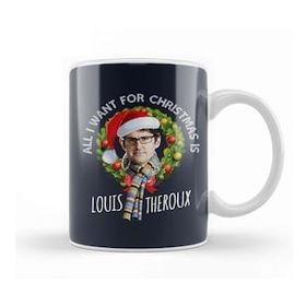 Baskı Dükkanı Wreath All I Want For Christmas Is Louis Theroux Beyaz Porselen Kupa Bardak