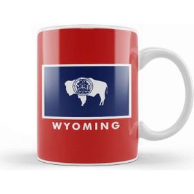 Baskı Dükkanı Wyoming State Flag Beyaz Porselen Kupa Bardak