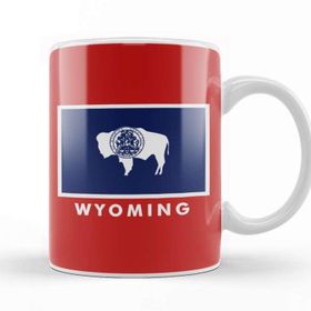 Baskı Dükkanı Wyoming State Flag Beyaz Porselen Kupa Bardak
