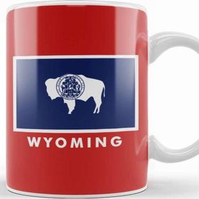 Baskı Dükkanı Wyoming State Flag Beyaz Porselen Kupa Bardak
