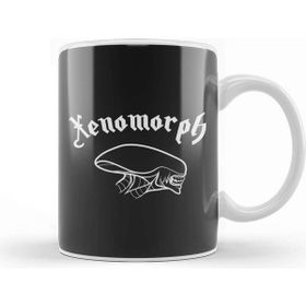 Baskı Dükkanı Xenomorph Outline Side Profile Alien Beyaz Porselen Kupa Bardak