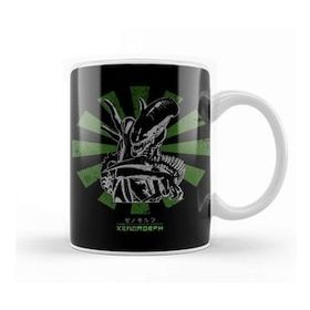 Baskı Dükkanı Xenomorph Retro Japanese Alien Beyaz Porselen Kupa Bardak