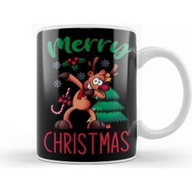 Baskı Dükkanı Xmas Dabbing Reindeer Beyaz Porselen Kupa Bardak