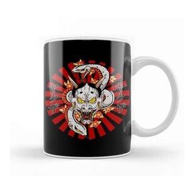 Baskı Dükkanı Yakuza Snake And Mask Beyaz Porselen Kupa Bardak