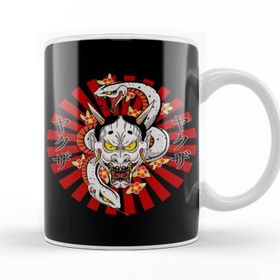 Baskı Dükkanı Yakuza Snake And Mask Beyaz Porselen Kupa Bardak