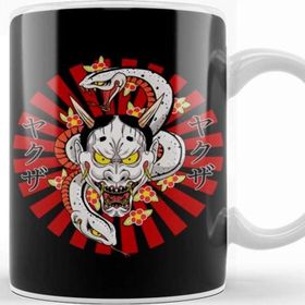 Baskı Dükkanı Yakuza Snake And Mask Beyaz Porselen Kupa Bardak