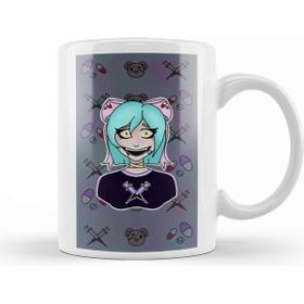 Baskı Dükkanı Yami Kawaii Girl Background Beyaz Porselen Kupa Bardak
