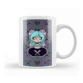 Baskı Dükkanı Yami Kawaii Girl Background Beyaz Porselen Kupa Bardak