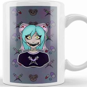 Baskı Dükkanı Yami Kawaii Girl Background Beyaz Porselen Kupa Bardak