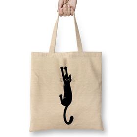 Baskı Dükkanı Yaramaz Kedi Black Cat Holding Bez Çanta