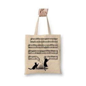 Baskı Dükkanı Yaramaz Komik Müzik Notalı Kedi Cat Bez Çanta