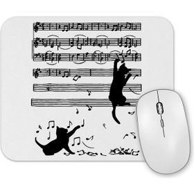 Baskı Dükkanı Yaramaz Komik Müzik Notalı Kedi Cat Mouse Pad