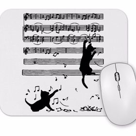 Baskı Dükkanı Yaramaz Komik Müzik Notalı Kedi Cat Mouse Pad