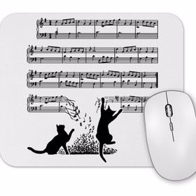 Baskı Dükkanı Yaramaz Komik Müzik Notalı Kedi Cat Mouse Pad