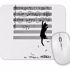 Baskı Dükkanı Yaramaz Komik Müzik Notalı Kedi Cat Mouse Pad
