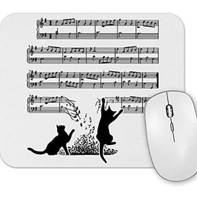 Baskı Dükkanı Yaramaz Komik Müzik Notalı Kedi Cat Mouse Pad