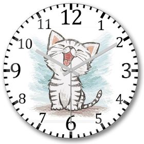 Baskı Dükkanı Yavru Renkli Cats Kedi Bombeli Gerçek Cam Duvar Saati