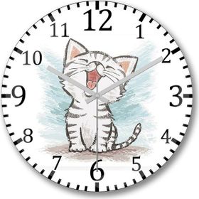 Baskı Dükkanı Yavru Renkli Cats Kedi Bombeli Gerçek Cam Duvar Saati