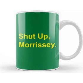 Baskı Dükkanı Yellow Text Shut Up Morrissey Beyaz Porselen Kupa Bardak
