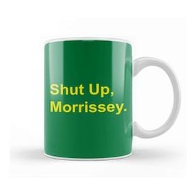Baskı Dükkanı Yellow Text Shut Up Morrissey Beyaz Porselen Kupa Bardak