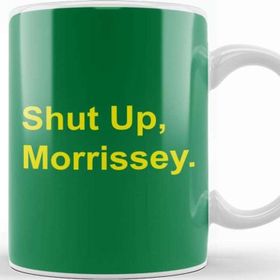 Baskı Dükkanı Yellow Text Shut Up Morrissey Beyaz Porselen Kupa Bardak