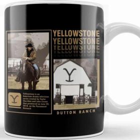 Baskı Dükkanı Yellowstone Dutton Ranch Beyaz Porselen Kupa Bardak