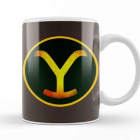 Baskı Dükkanı Yellowstone Logo Gıft 2022 Beyaz Porselen Kupa Bardak