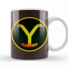 Baskı Dükkanı Yellowstone Logo Gıft 2022 Beyaz Porselen Kupa Bardak
