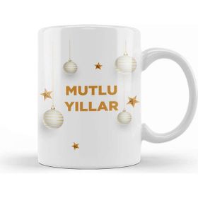 Baskı Dükkanı Yeni Yıl Hediyesi Mutlu Yıllar 03 Beyaz Porselen Kupa Bardak