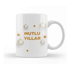 Baskı Dükkanı Yeni Yıl Hediyesi Mutlu Yıllar 03 Beyaz Porselen Kupa Bardak
