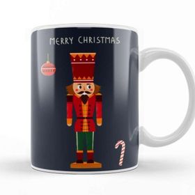 Baskı Dükkanı Yeni Yıl Konseptli Merry Christmas Nutcracker Illustration Kupa Bardak