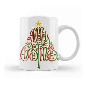 Baskı Dükkanı Yeni Yıl Konseptli Merry Christmas Word Tree Kupa Bardak