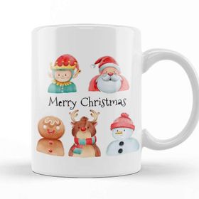 Baskı Dükkanı Yeni Yıl Konseptli Noel Karakter Kupa Bardak