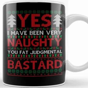 Baskı Dükkanı Yes I Have Been Naughty Rude Christmas Knit Pattern Beyaz Porselen Kupa Bardak