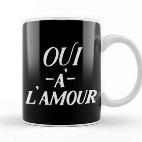 Baskı Dükkanı Yes To Love French Slogan Oui A Lamour Beyaz Porselen Kupa Bardak